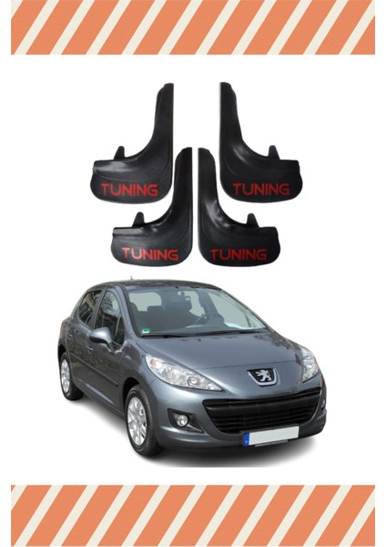 Peugeot 207 Tunıng Yazılı 4'lü Tozluk Çamurluk Paçalık