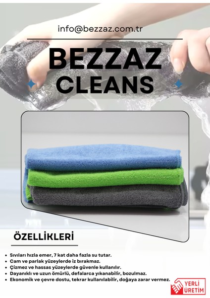 (10 Adet ) 3 Renk Mikrofiber Kadife Kumaş Banyo Genel Temizlik Bezi (40 x 40 cm) fiyatları