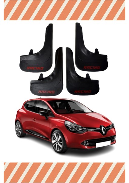 Renault Clio 4 Racing Yazılı 4'lü Tozluk Çamurluk Paçalık