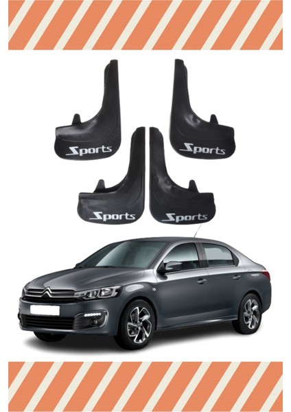 Citroen C Elysee Sports Yazılı 4'lü Tozluk Çamurluk Paçalık