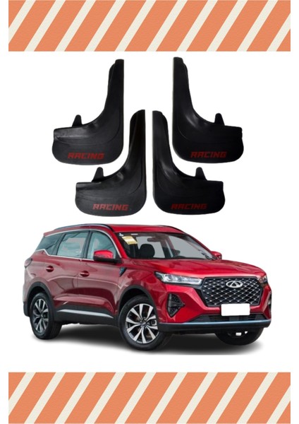 Chery Tiggo Racing Yazılı 4'lü Tozluk Çamurluk Paçalık