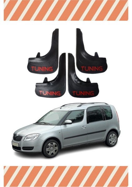 Skoda Roomster Tunıng Yazılı 4'lü Tozluk Çamurluk Paçalık