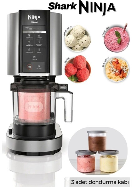 Ninja Ice Cream Maker - Dondurma, Gelato, Sorbe, Smoothie Kasesi, Milkshake Dondurma Makinesi