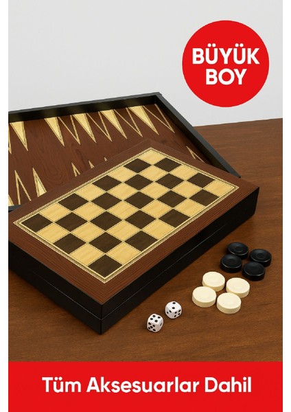 Platin Kaplama Büyük Boy Tavla – Tavla & Dama 2’si 1 Arada, Çizilmez Yüzey Set fiyatları