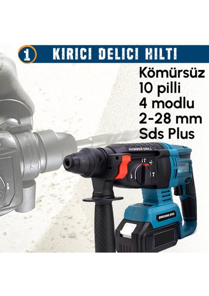 PH278 Akülü Kömürsüz 5li Set Makine (800NM Somun Sökme, Kırıcı Delici , 13MM Darbeli Vidalama, 125MM Avuç Taşlama, Powerbank ve Led) 88VF 10P modelleri