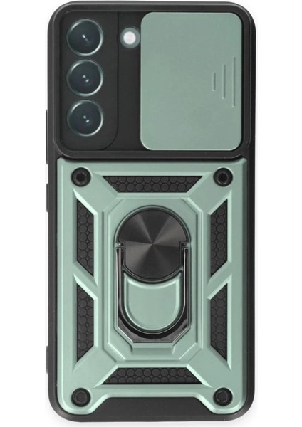 Samsung Galaxy S23 Kılıf Pars Lens Yüzüklü Silikon - Yeşil