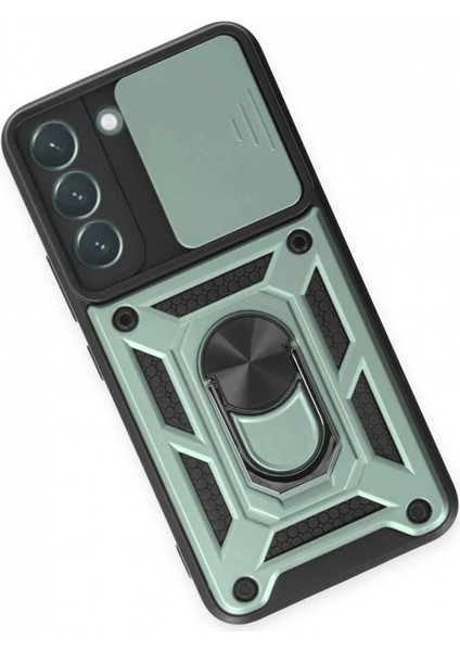 Samsung Galaxy S23 Kılıf Pars Lens Yüzüklü Silikon - Yeşil modelleri