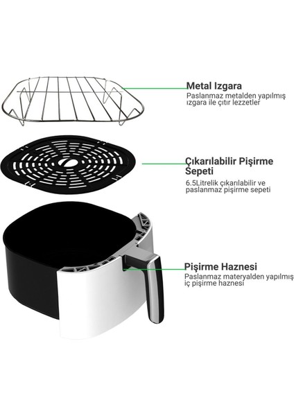 Fritöz Wiami Air Fryer 5 Lt Beyaz Akıllı 545ESERI modelleri