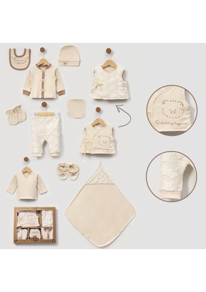 Premium Erkek Bebek Yenidoğan 0-3 Ay Kabartmalı Ayıcık Temalı 10LÜ Hastane Çıkışı Zıbın Seti (Kışlık) fiyatları