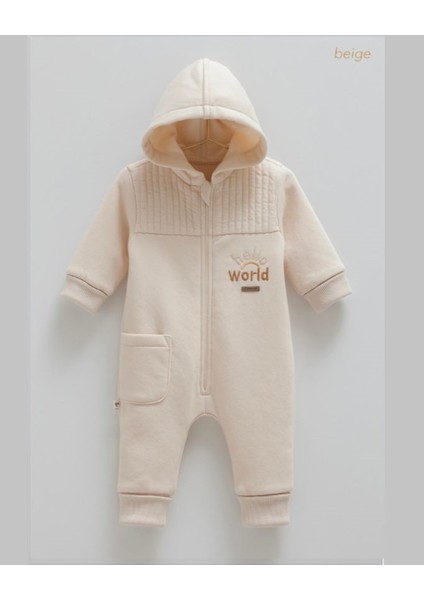 Barbosa Caramell %100 Pamuk Hello World 3 Iplik Şardonlu Erkek Bebek Lux Tulum TE2093 (Yeni Sezon)