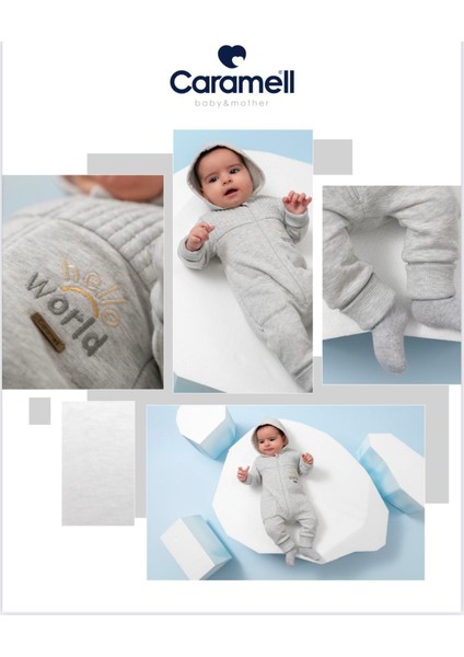 Barbosa Caramell %100 Pamuk Hello World 3 Iplik Şardonlu Erkek Bebek Lux Tulum TE2093 (Yeni Sezon) modelleri