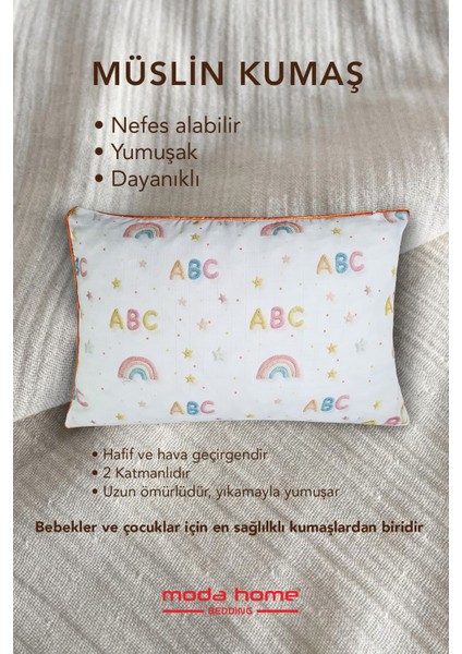 2 Adet Müslin Kumaşlı Ortopedik Çocuk Yastığı,visco Parçacıklı Pamuk Kılıflı 40*60 *1100 Gr(Abc) indirimleri