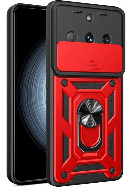 Realme 11 Pro Kılıf Pars Lens Yüzüklü Silikon - Kırmızı