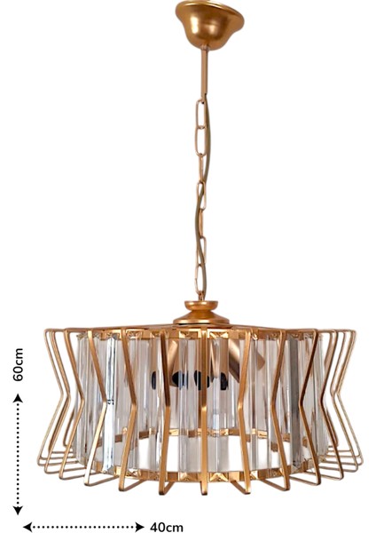 Antik Şeker 3’lü Avize – Gold, Kristal Tabut Taşlı, Modern modelleri