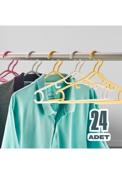 24 Adet Royal Askı Elbise Askısı - Karışık Renk