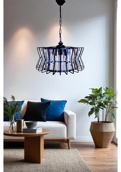 Antik Şeker 3’lü Avize – Siyah, Kristal Tabut Taşlı, Modern