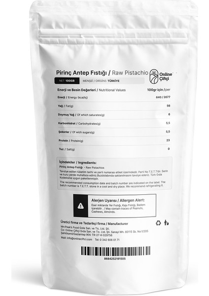 Pirinç Baklavalık Antep Fıstığı 2X100GR fiyatları