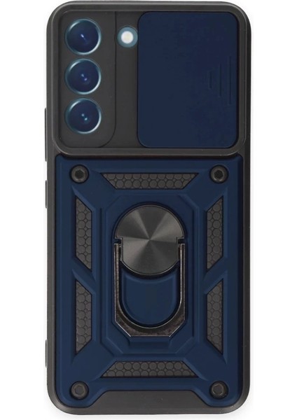 Samsung Galaxy S23 Kılıf Pars Lens Yüzüklü Silikon - Lacivert