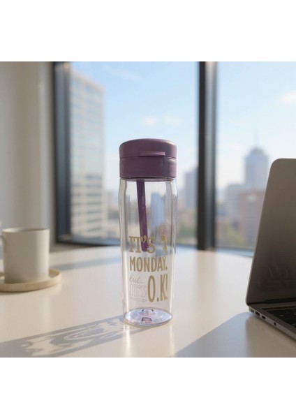 Pure Su Matarası, Süzgeçli Su Kabı, Plastik Suluk, Su Matarası, 730 ml