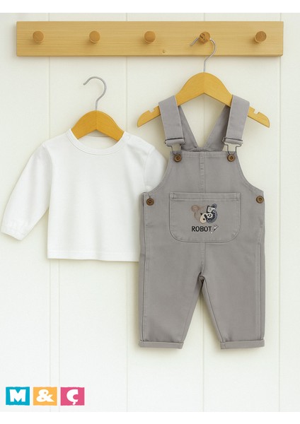 Unisex Kot Tulum Sonbahar Kış Kız Erkek Bebek 2li Takım Overall Jumpsuit