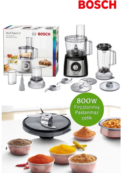 50 Fonksiyonlu Hamur Yoğurma Smoothie Rende Öğütücü Doğrayıcı Hepsi Bir Arada Mutfak Robotu 800 W Güçlü Motor