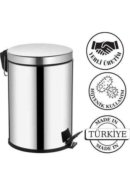 12 Litre Çöp Kovası Metal Paslanmaz Çelikli Pedal Çöp Kutusu Tuvalet Banyo Balkon Mutfak fırsatları