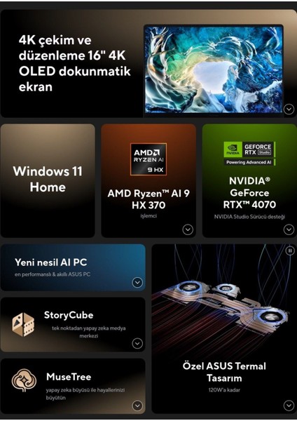 Dokunmatik H7606Wİ Amd Ryzen Ai 9 HX370 64GB Ram 2tb Nvidia Geforce Rtx 4070 16" 4K OLED Ekran WIN11 indirimleri