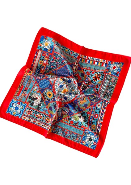 2 Li Saten Bandana Seti Saten Fular Saten Çanta Aksesuarı Özel Desen Bandana 45X50 cm fiyatları