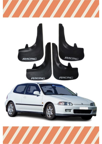 Honda Civic 1992-1995 Racing Yazılı 4'lü Tozluk Çamurluk Paçalık