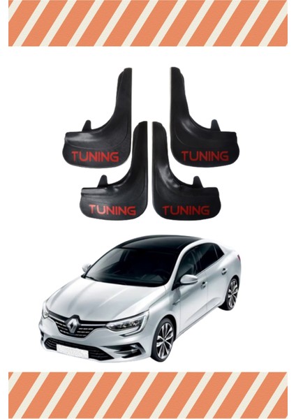 Renault Megane 4 Sd 2016-2021 Tunıng Yazılı 4'lü Tozluk Çamurluk Paçalık