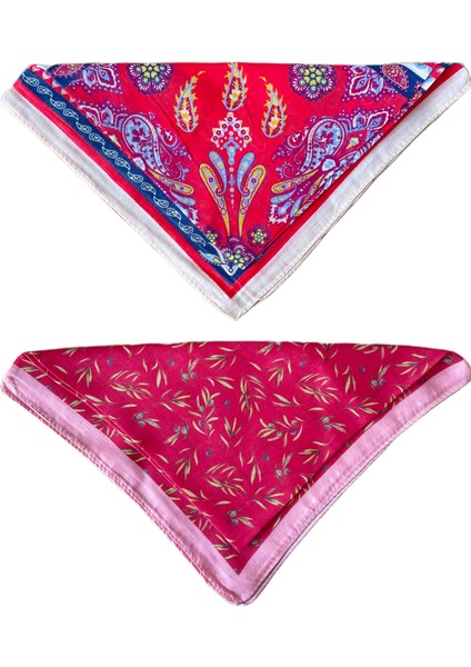 2 Li %100 Pamuklu Bandana Seti Özel Desen Bandana Fular Çanta Aksesuarı Bandana 45X50 cm