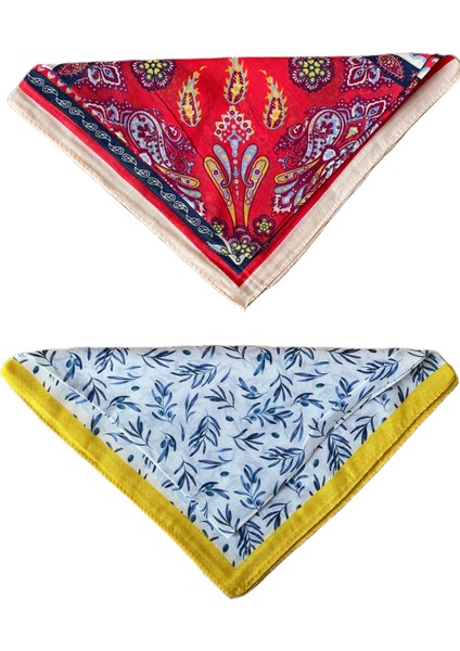 2 Li %100 Pamuklu Bandana Seti Özel Desen Bandana Fular Çanta Aksesuarı Bandana 45X50 cm