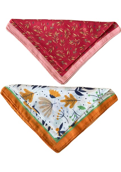 2 Li %100 Pamuklu Bandana Seti Özel Desen Bandana Fular Çanta Aksesuarı Bandana 45X50 cm