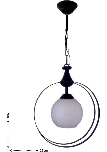 Elif Tekli Sarkıt Avize – Siyah, 2’li Halka Detaylı, Modern Tekli Avize | E27 Uyumlu, Yerli Üretim modelleri