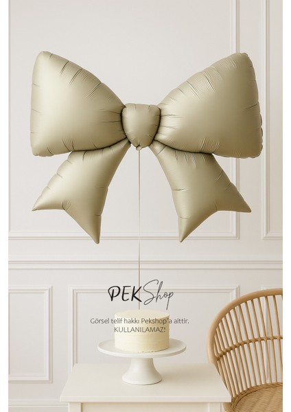 Krem Büyük Fiyonk Folyo Balon Fiyonk Şekilli Balon