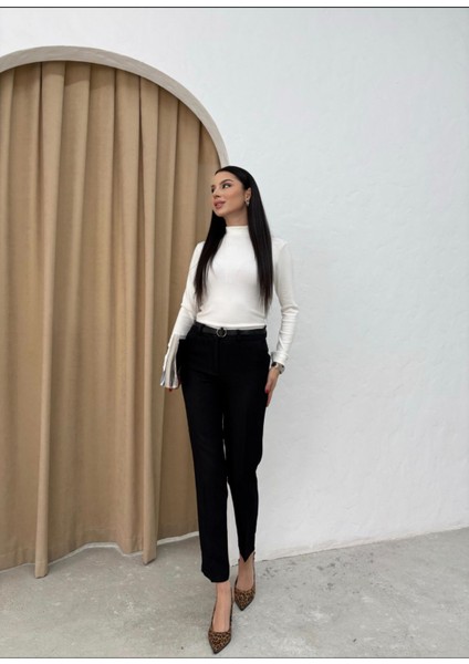 Kadın Dar Paça Kemerli Elegant Office Pantolon fırsatları