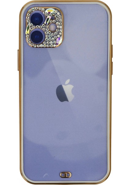 iPhone 12 Kılıf Liva Taşlı Silikon - Beyaz