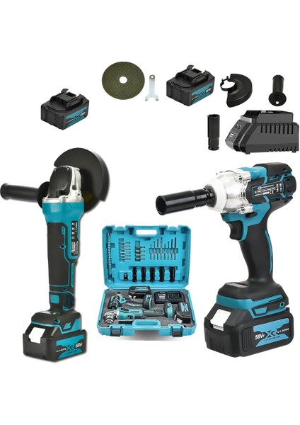 PH285 Akülü Ultra 2li Set 58W Somun Sökme ve 125MM Avuç Taşlama