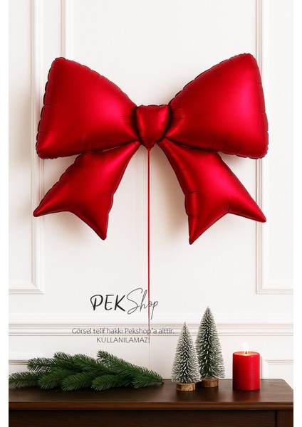 Kırmızı Büyük Fiyonk Folyo Balon Yılbaşı Fiyonk Balon