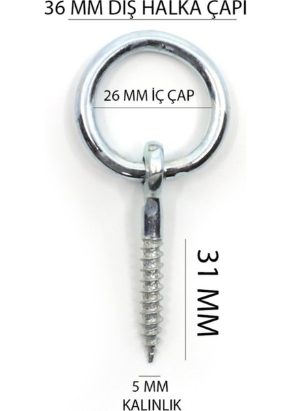 Halkalı Vida Galvanizli 2 Adet