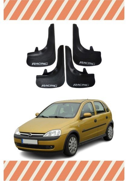 Opel Corsa C 2000-2006 Racing Yazılı 4'lü Tozluk Çamurluk Paçalık