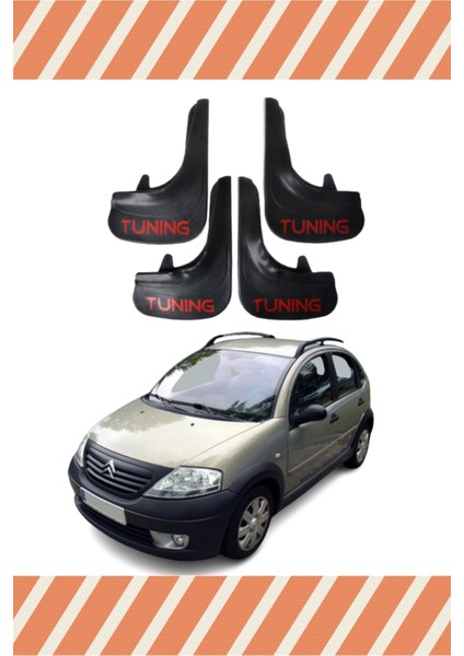 Citroen C3 2002-2010 Tunıng Yazılı 4'lü Tozluk Çamurluk Paçalık