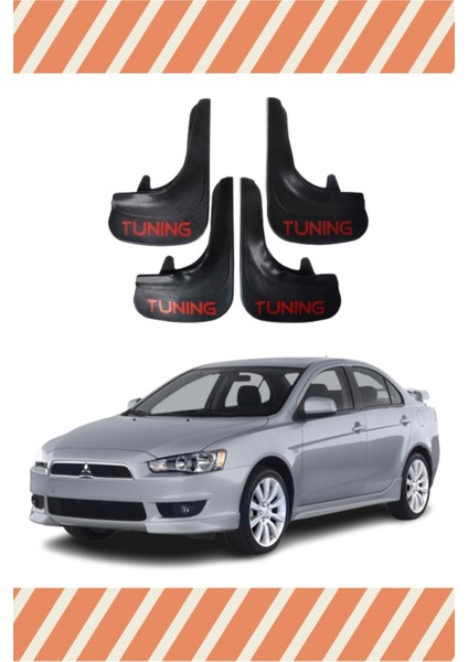 Mitsubishi Lancer Tunıng Yazılı 4'lü Tozluk Çamurluk Paçalık