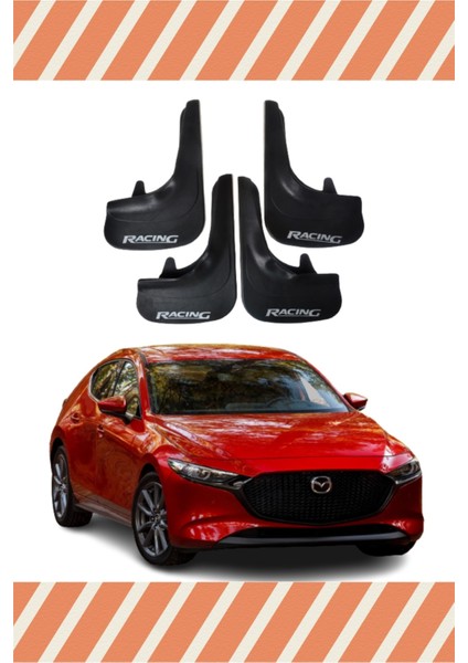 Mazda 3 Racing Yazılı 4'lü Tozluk Çamurluk Paçalık
