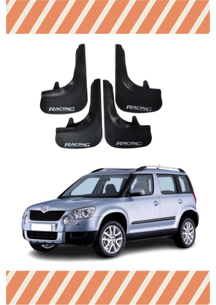 Skoda Yeti Racing Yazılı 4'lü Tozluk Çamurluk Paçalık