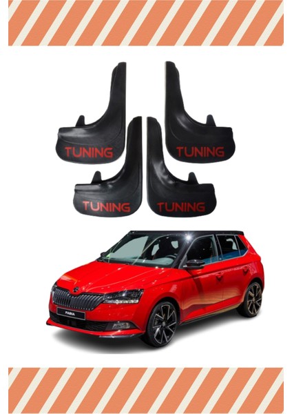 Skoda Fabia Tunıng Yazılı 4'lü Tozluk Çamurluk Paçalık