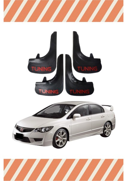 Honda Civic 2007-2012 Tunıng Yazılı 4'lü Tozluk Çamurluk Paçalık