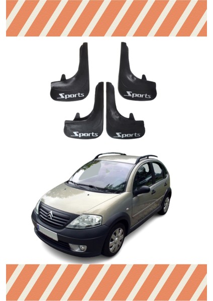 Citroen C3 2002-2010 Sports Yazılı 4'lü Tozluk Çamurluk Paçalık