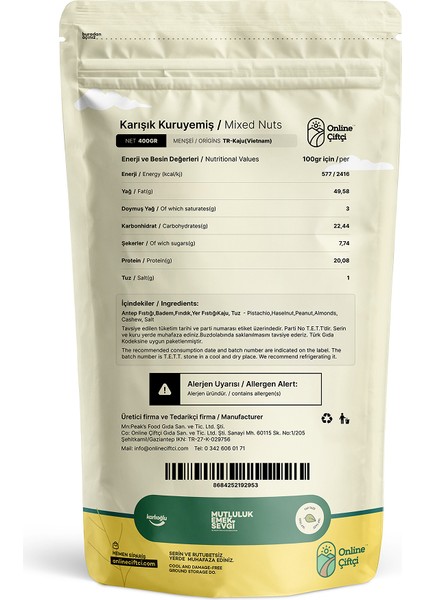 Lüks Karışık Kuruyemiş 400GR fiyatları