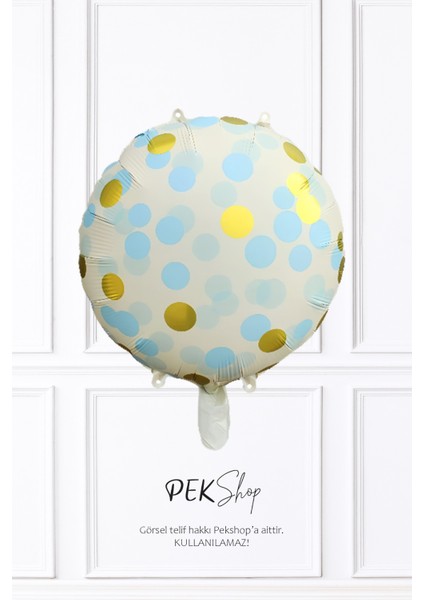 Konfeti Baskılı Yuvarlak Folyo Balon Mavi 18INÇ fiyatları